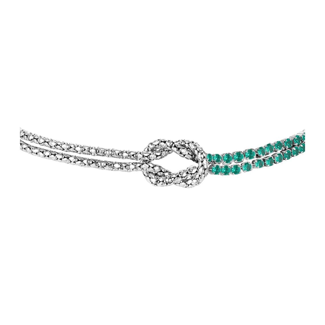 Bracciale in acciaio con nodo e Zirconi Verdi BK2913