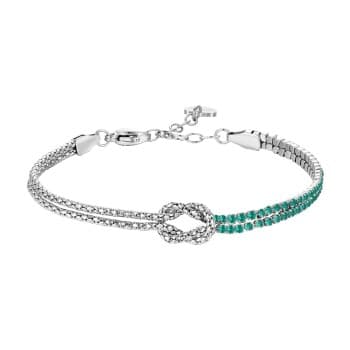 Luca Barra Bracciale in acciaio con nodo e Zirconi Verdi BK2913