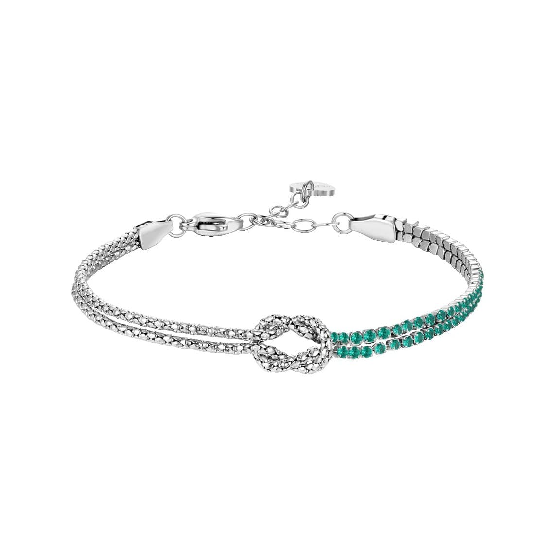 Luca Barra Bracciale in acciaio con nodo e Zirconi Verdi BK2913