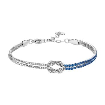 Luca Barra Bracciale in acciaio con nodo e Zirconi Blu BK2914