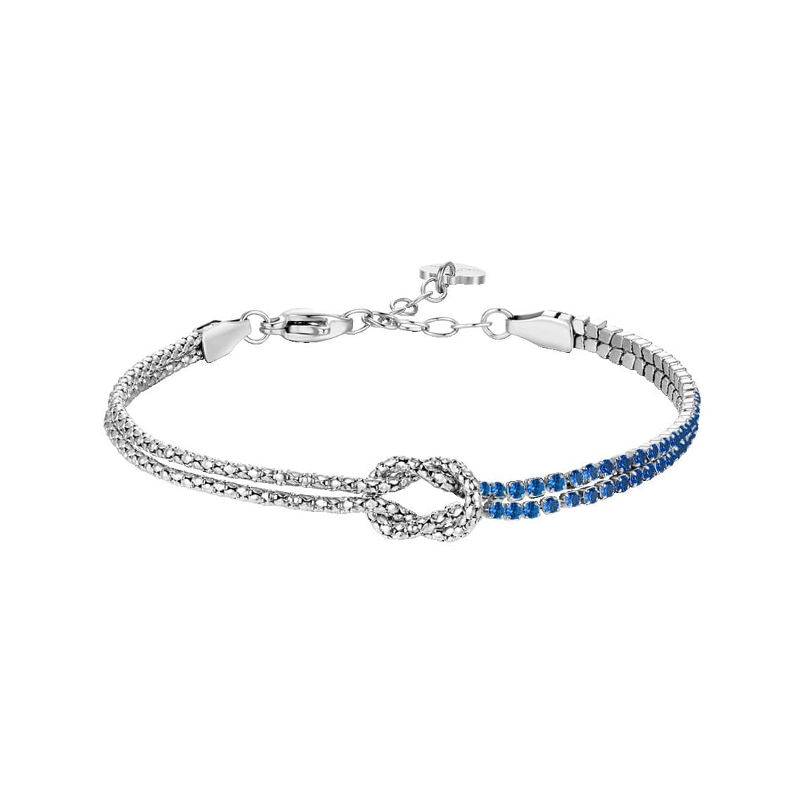 Luca Barra Bracciale in acciaio con nodo e Zirconi Blu BK2914
