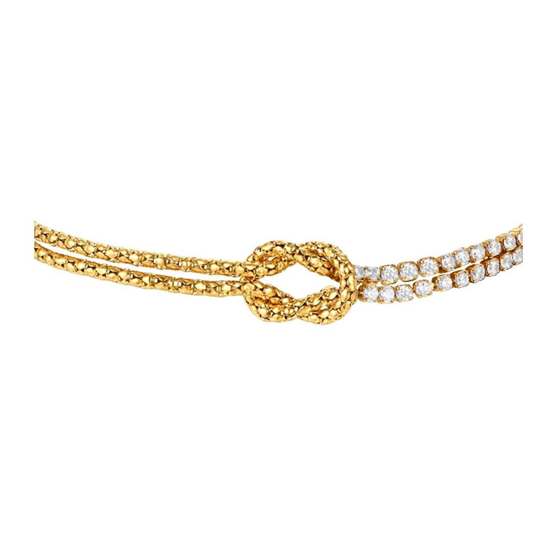 Bracciale in acciaio IP gold con nodo e zirconi bianchi BK2909