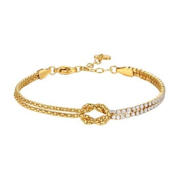Luca Barra Bracciale in acciaio IP gold con nodo e zirconi bianchi