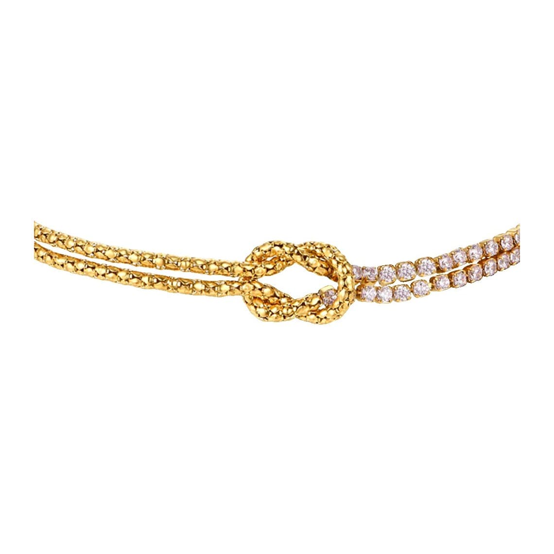Bracciale in acciaio IP gold con nodo e zirconi Rosa BK2911