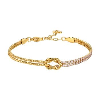 Luca Barra Bracciale in acciaio IP gold con nodo e zirconi Rosa BK2911
