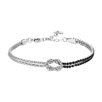 Luca Barra Bracciale Uomo in acciaio con nodo e zirconi Neri BA1927