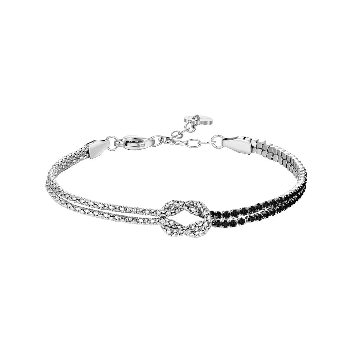 Luca Barra Bracciale Uomo in acciaio con nodo e zirconi Neri BA1927