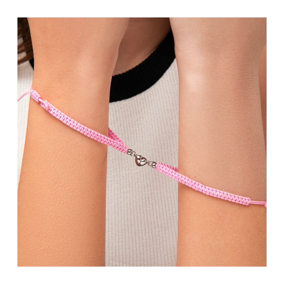 Bracciali in Corda Coreana Rosa Cuore Calamitato BK2941
