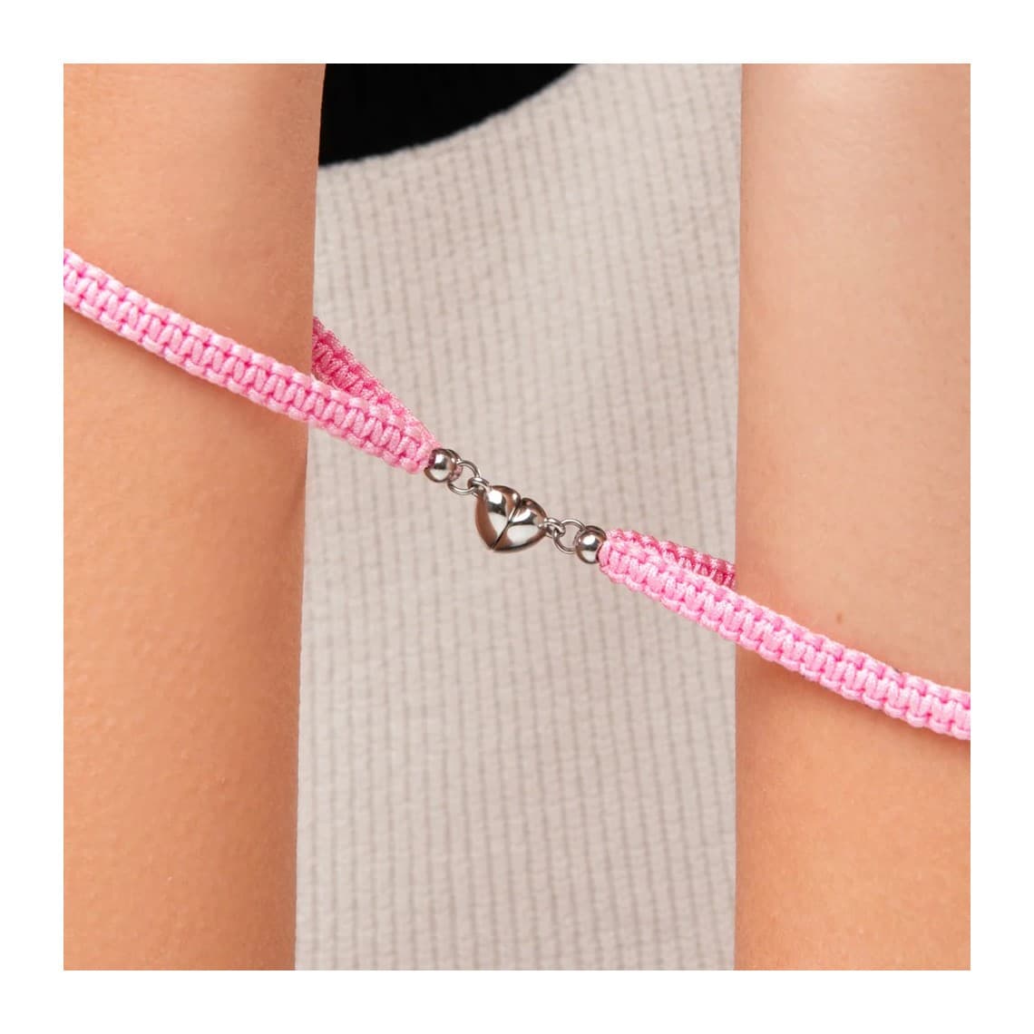 Bracciali in Corda Coreana Rosa Cuore Calamitato BK2941