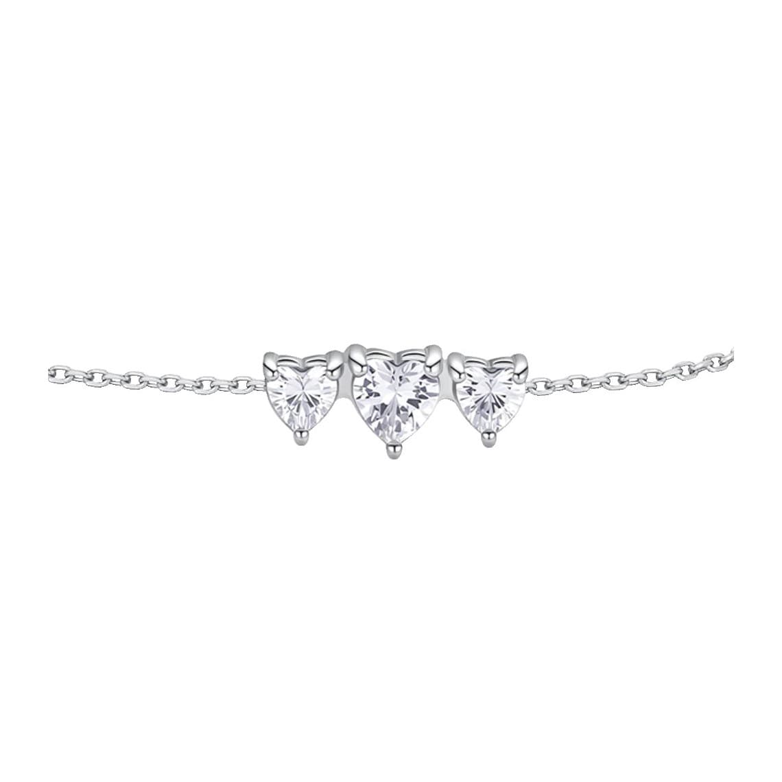 Bracciale in acciaio Con Cuori e Zirconi Bianchi BK2947