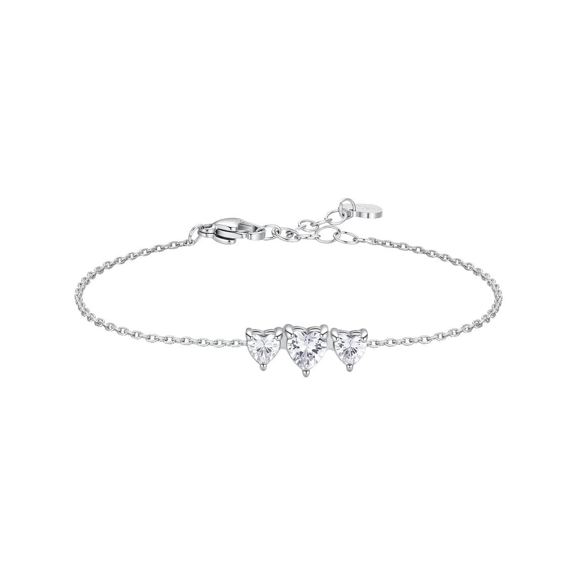 Luca Barra Bracciale in acciaio Con Cuori e Zirconi Bianchi BK2947