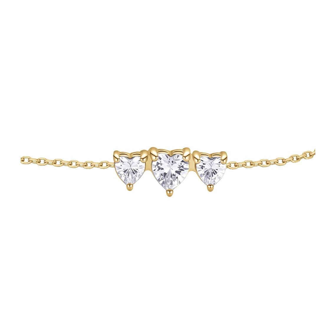 Bracciale in acciaio IP Gold Con Cuori e Zirconi Bianchi BK2948