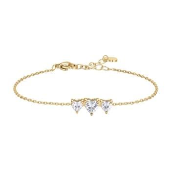 Luca Barra Bracciale in acciaio IP Gold Con Cuori e Zirconi Bianchi
