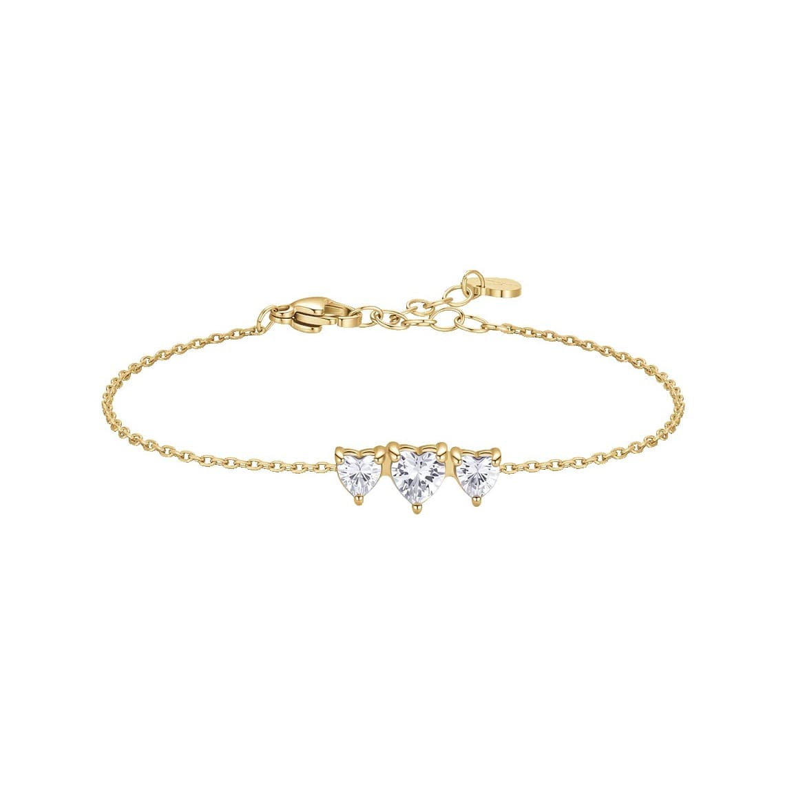 Luca Barra Bracciale in acciaio IP Gold Con Cuori e Zirconi Bianchi