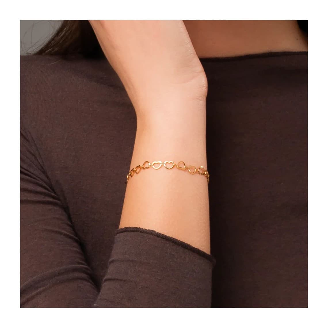 Bracciale in acciaio IP GOLD Con Cuori BK2952