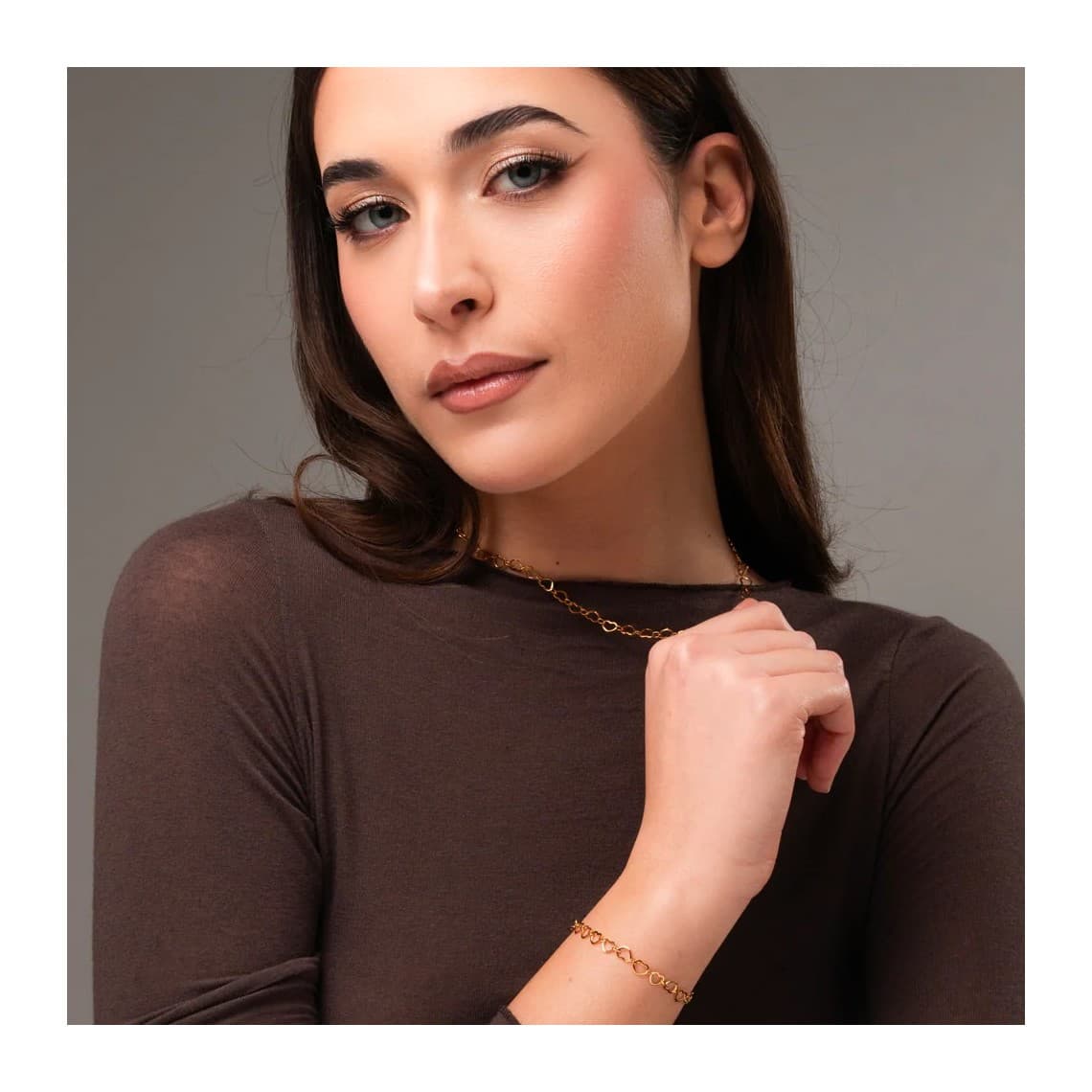 Bracciale in acciaio IP GOLD Con Cuori BK2952
