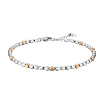 Luca Barra Bracciale uomo in acciaio con elementi in ematite IP gold B