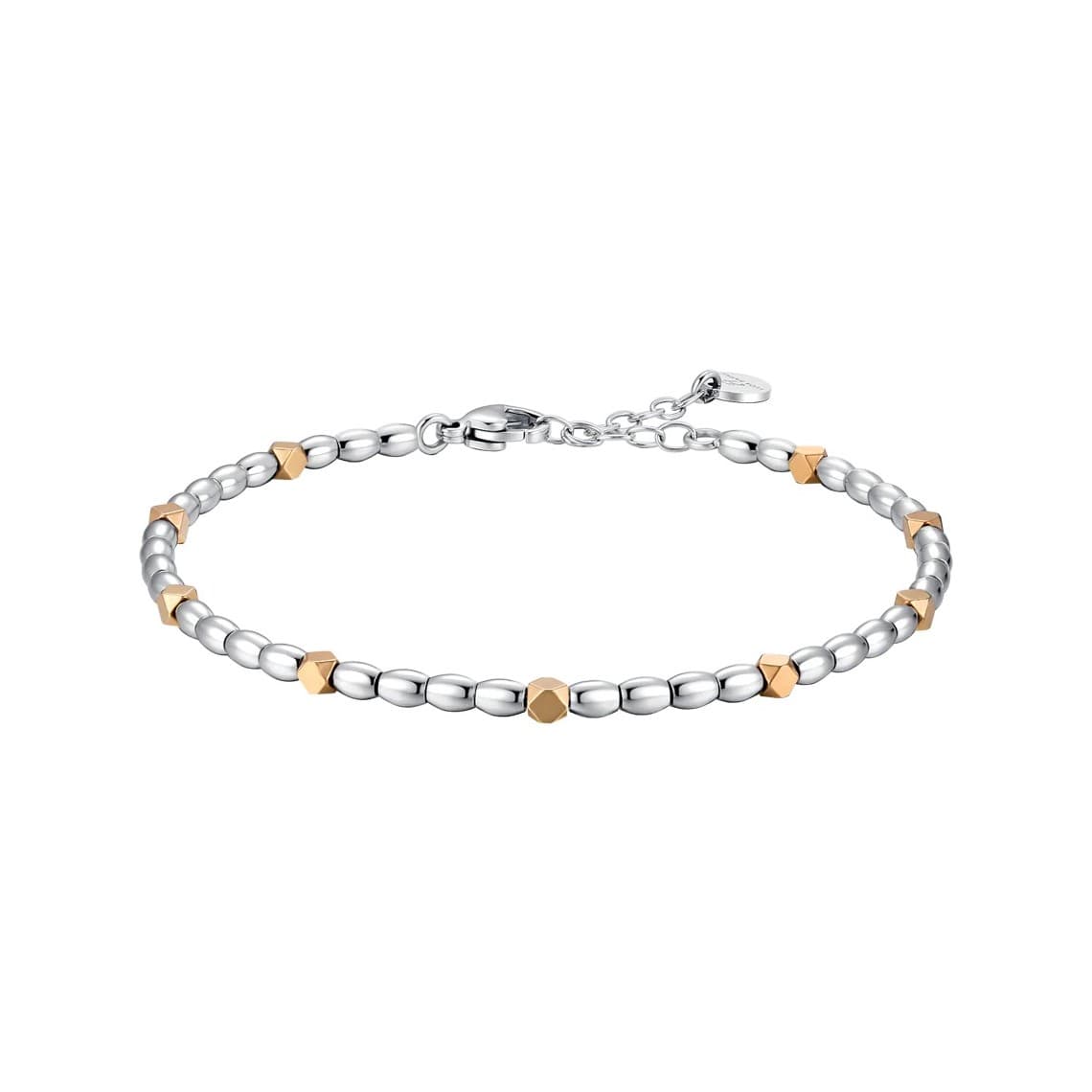 Luca Barra Bracciale uomo in acciaio con elementi in ematite IP gold B