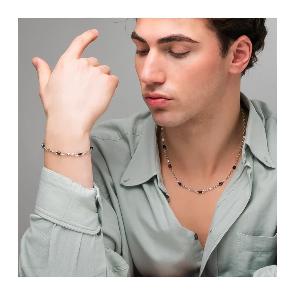 Collana uomo in acciaio con elementi in acciaio IP nero CL374