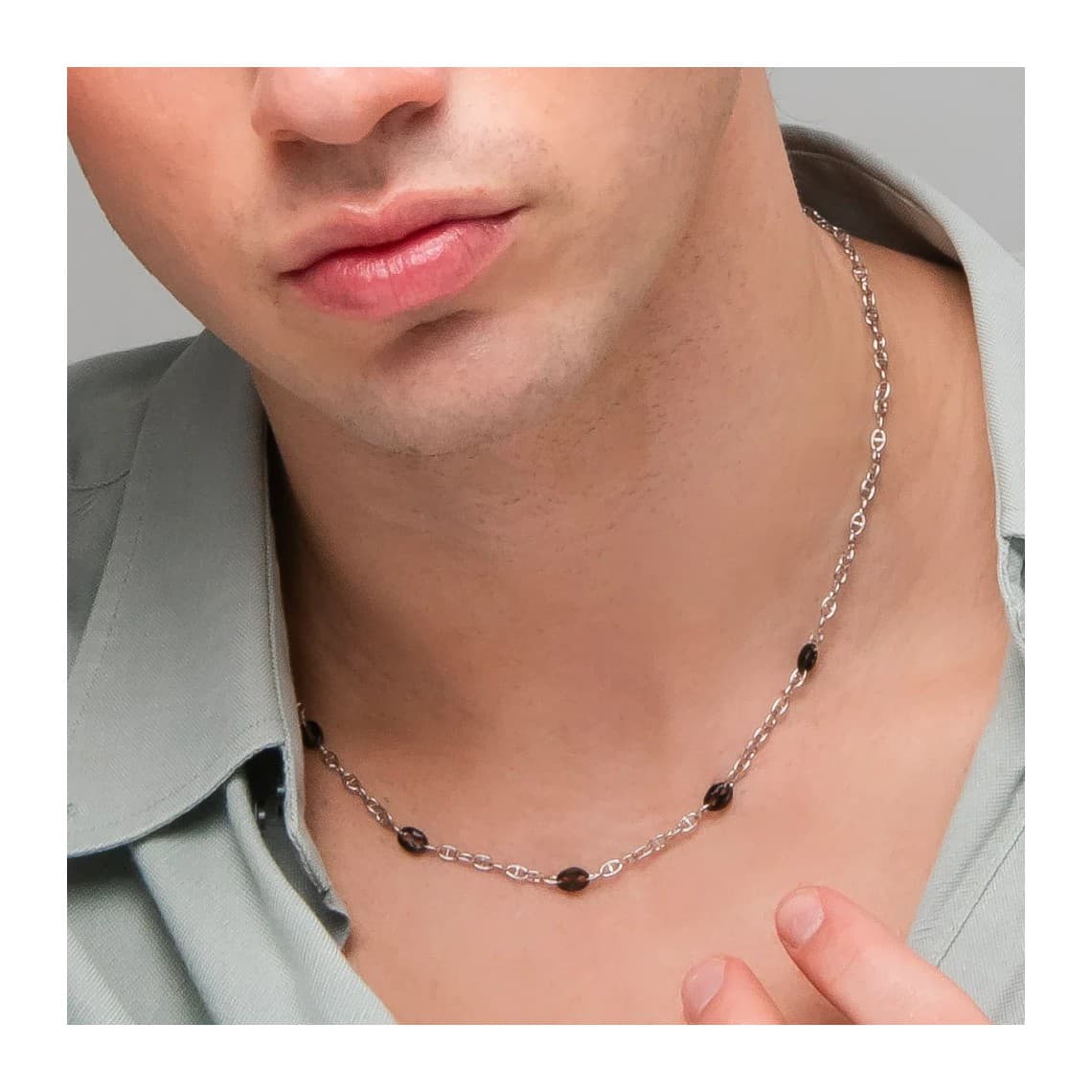 Collana uomo in acciaio con elementi in acciaio IP nero CL374