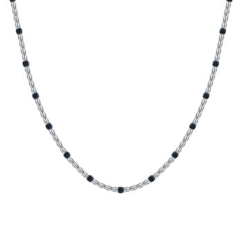Luca Barra Collana uomo in acciaio con elementi in ematite blu CL370