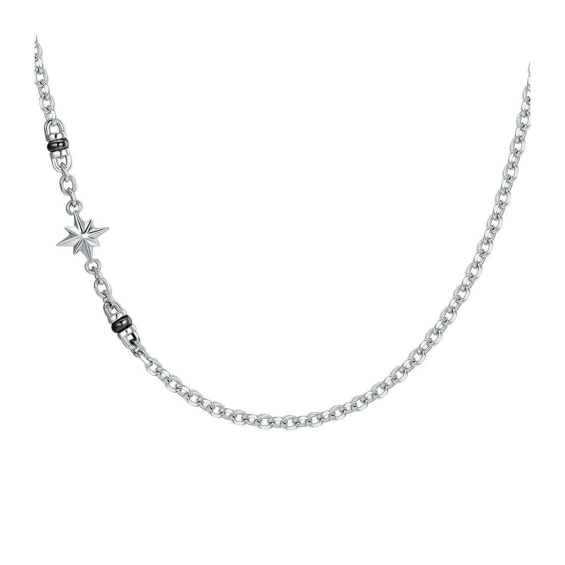 Collana uomo in acciaio con ancora zircone nero CL368