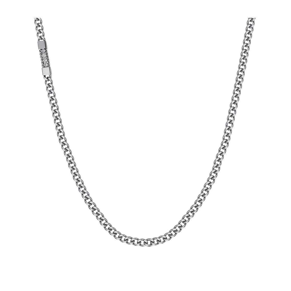 Collana Uomo in acciaio elemento con cristalli bianchi CL318