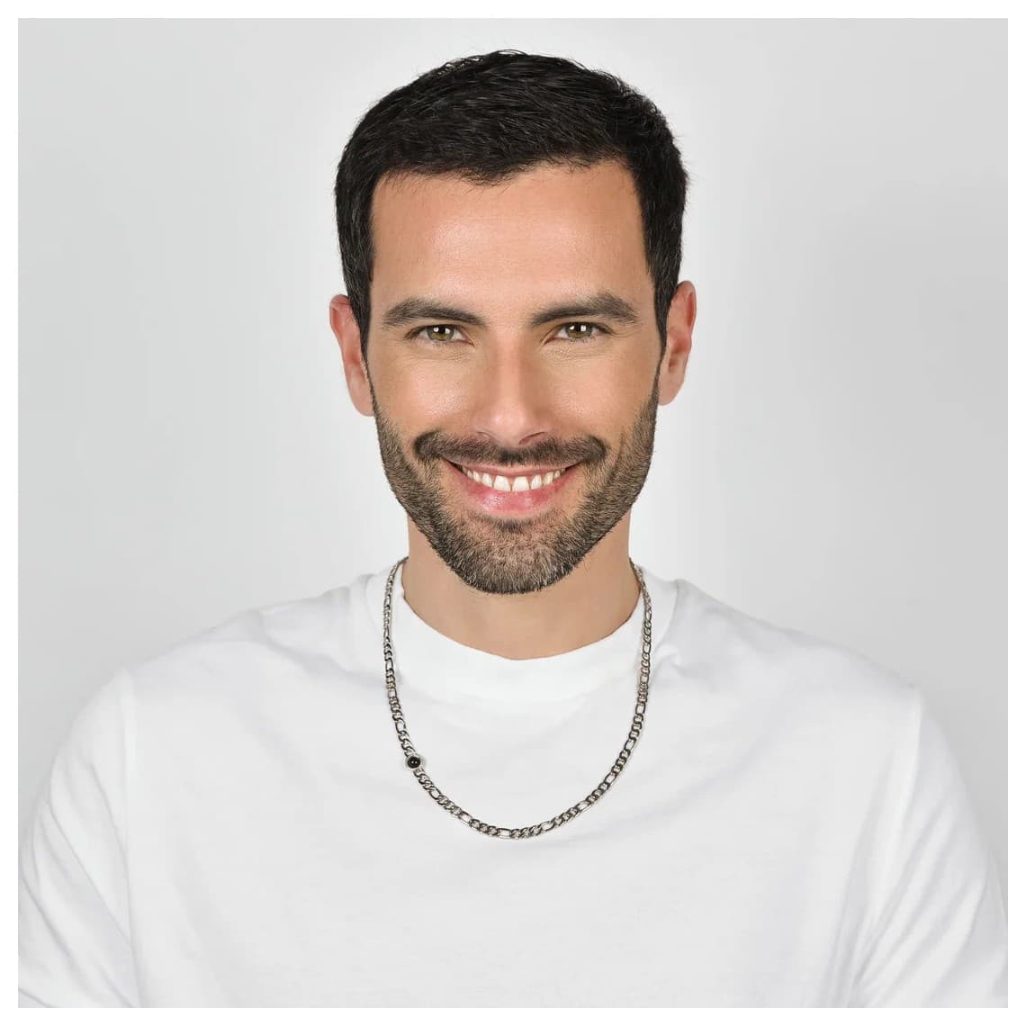 Collana uomo in acciaio con agata nera CL300