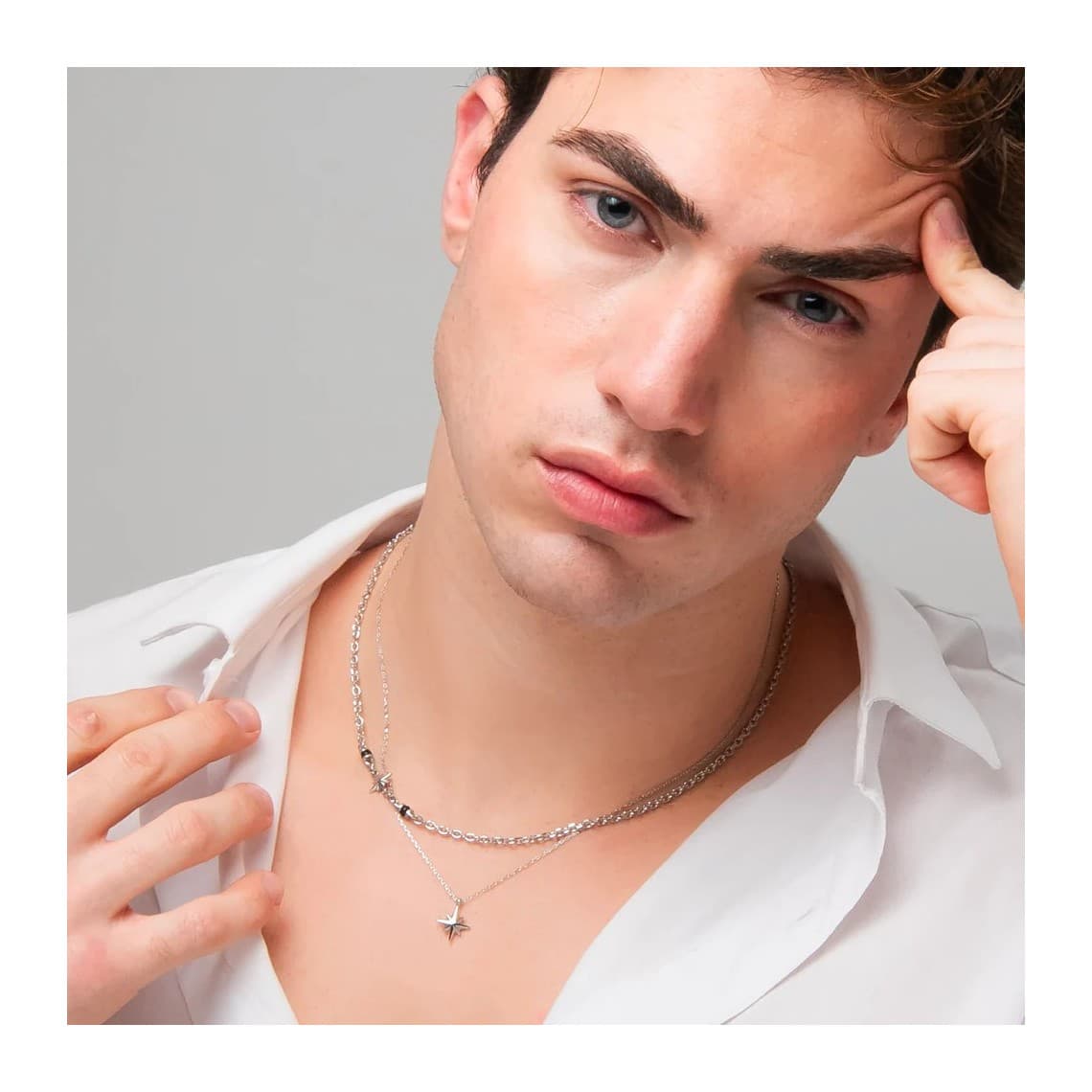 Collana uomo in acciaio con rosa dei venti CA541