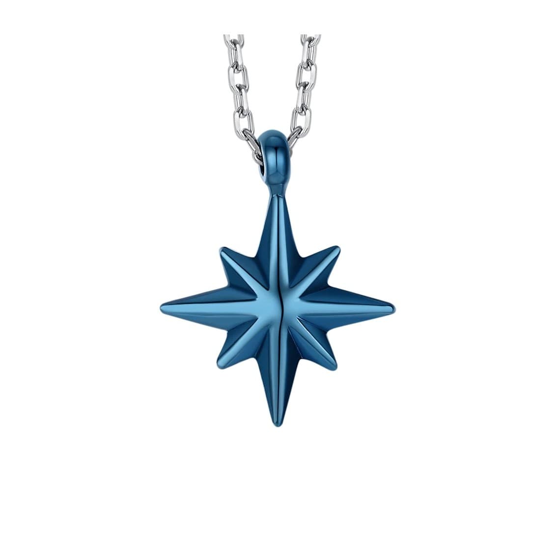Collana uomo in acciaio con rosa dei venti IP blu CA542