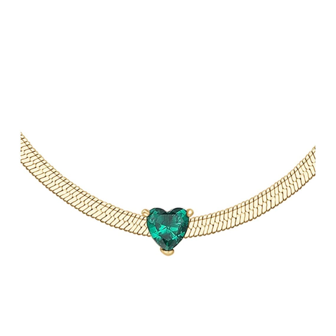Collana donna in acciaio colore oro con zircone verde CK2257