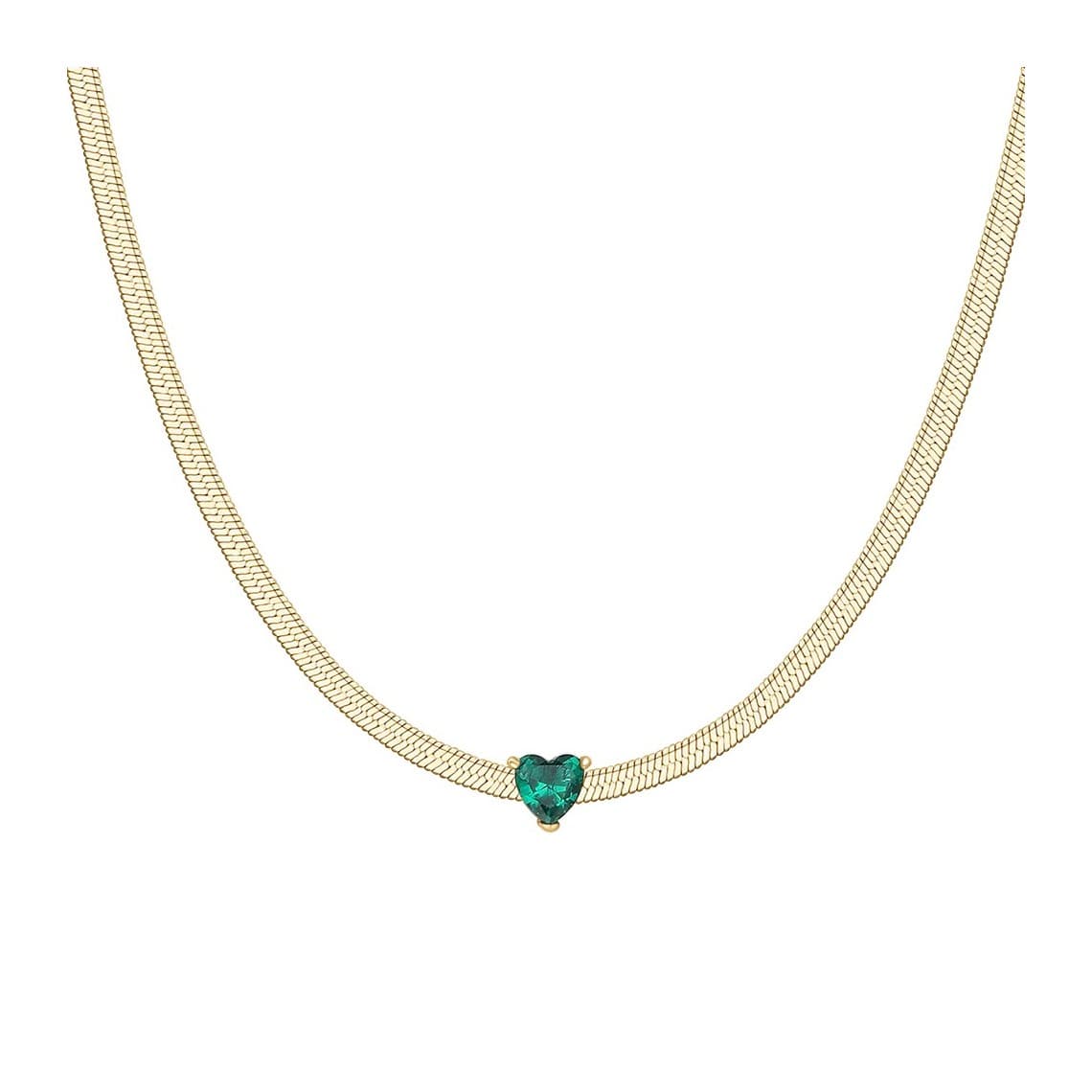 Luca Barra Collana donna in acciaio colore oro con zircone verde CK225