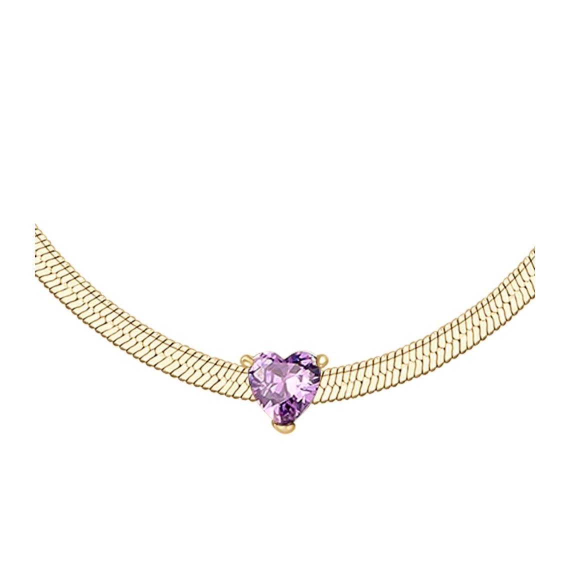 Collana donna in acciaio colore oro con zircone viola CK2256