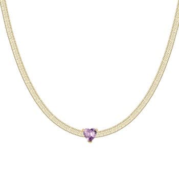 Luca Barra Collana donna in acciaio colore oro con zircone viola CK225