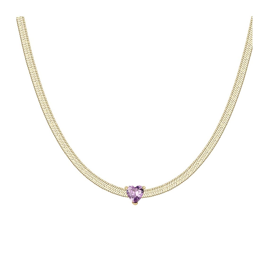 Luca Barra Collana donna in acciaio colore oro con zircone viola CK225